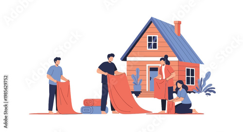 Family Moving into New House with Packing and Unpacking