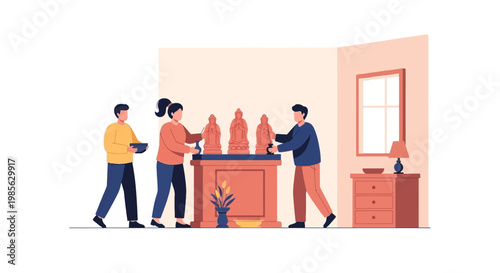 People Visiting Art Exhibition with Sculptures in Interior Space