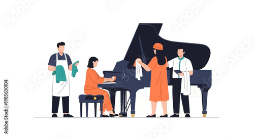 Medical Concert with Patients and Doctors Performing at Piano