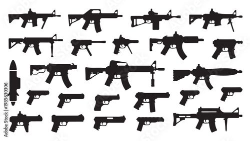 Comprehensive Collection of Firearm and Gun Silhouettes