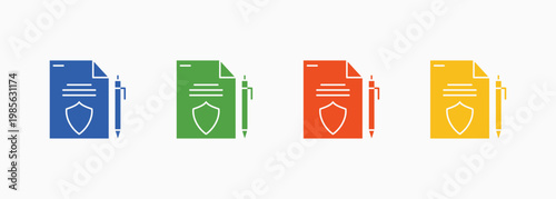 Policies Icon Set Color Multiple Style Collection Element For Design
