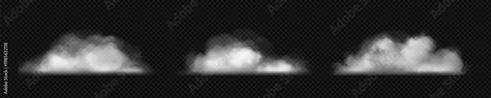 Fototapeta premium Realistic white fog, smoke, dust, steam or cloud. Vector illustration