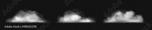 Realistic white fog, smoke, dust, steam or cloud. Vector illustration