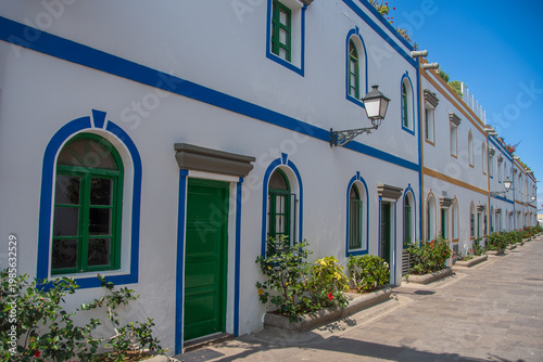 Traditional houses and flower-filled alleyways in Puerto de Mogán on Gran Canaria