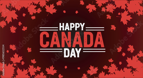 Canada Day Grunge style Happy Canada Day background with dense red maple leaf pattern for festive and patriotic event vector illustration