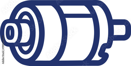 Blue outline of a roll of toilet paper on a white background hygiene bathroom