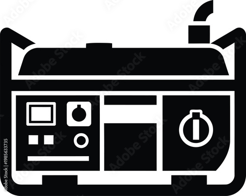 Black icon of a portable generator with a power button and control panel 