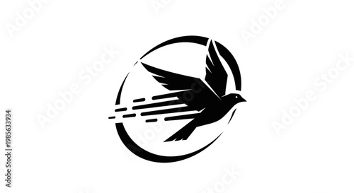 a black silhouette of a bird flying.