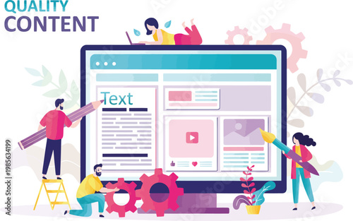 A group of people creating quality content on a computer