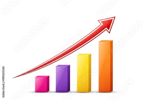 Colorful bar chart with an upward trending red arrow Free Download Colorful bar chart with an upward trending red arrow - GFXLoad