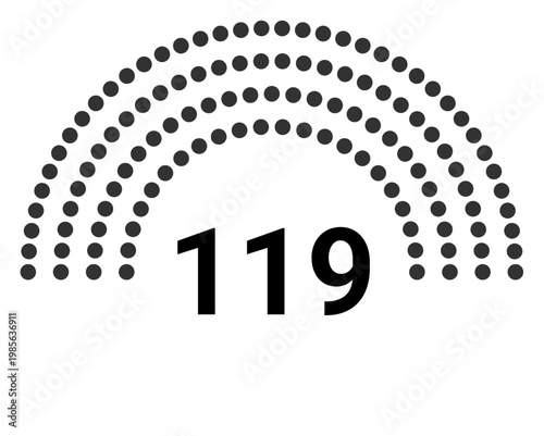 Hemicycle 119 seats - 4 rows