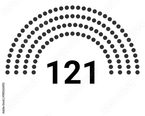 Hemicycle 121 seats - 4 rows