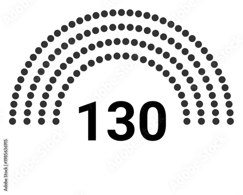 Hemicycle 130 seats - 4 rows