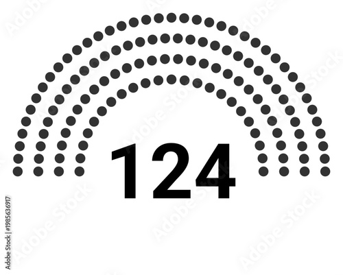 Hemicycle 124 seats - 4 rows