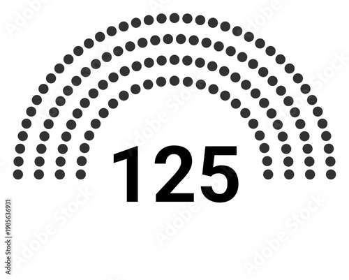 Hemicycle 125 seats - 4 rows