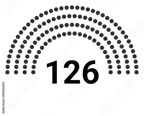 Hemicycle 126 seats - 4 rows