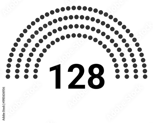 Hemicycle 128 seats - 4 rows
