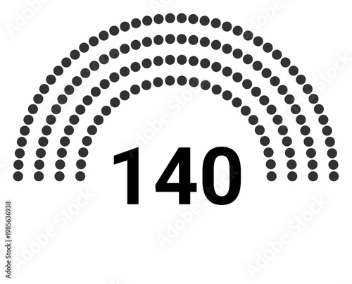 Hemicycle 140 seats - 4 rows