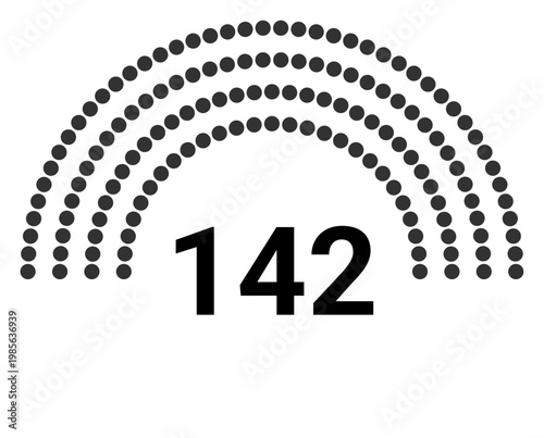 Hemicycle 142 seats - 4 rows