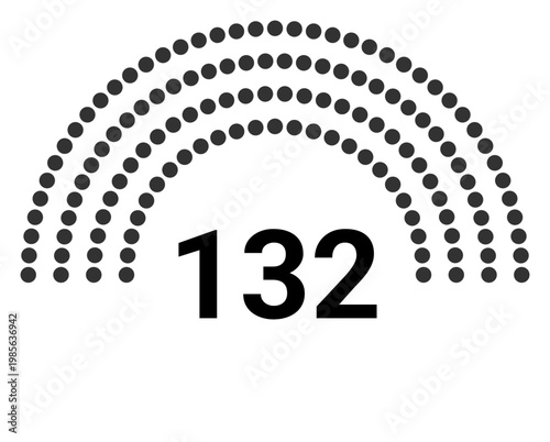 Hemicycle 132 seats - 4 rows