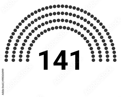 Hemicycle 141 seats - 4 rows
