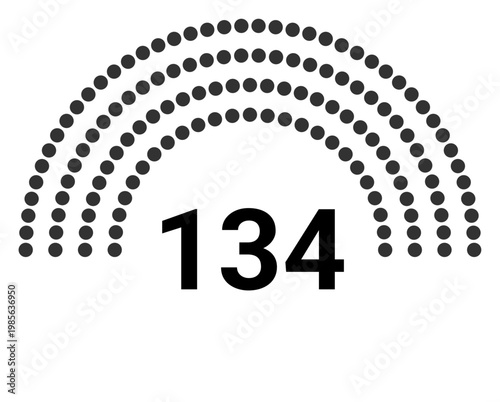 Hemicycle 134 seats - 4 rows