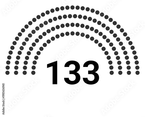 Hemicycle 133 seats - 4 rows