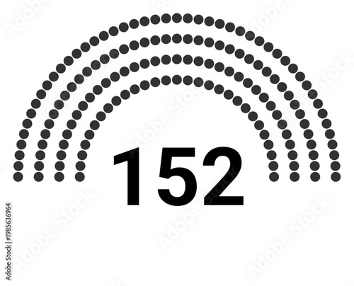 Hemicycle 152 seats - 4 rows