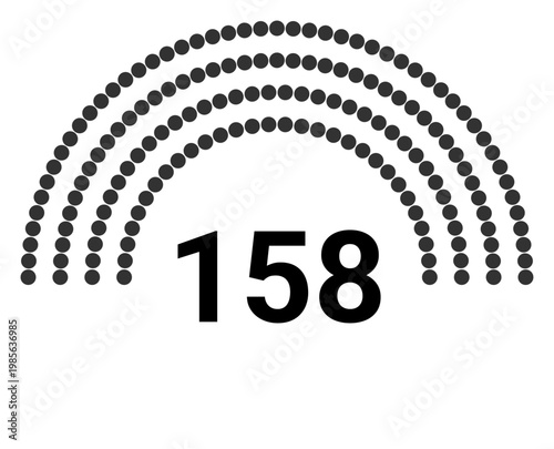 Hemicycle 158 seats - 4 rows