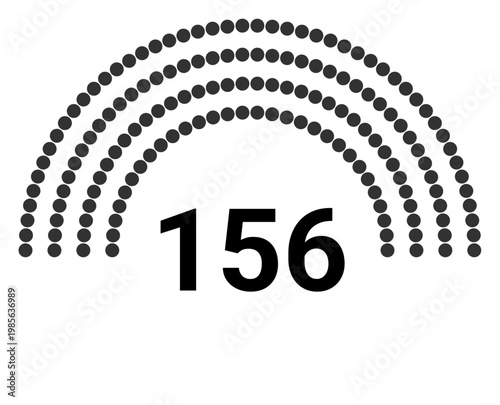 Hemicycle 156 seats - 4 rows
