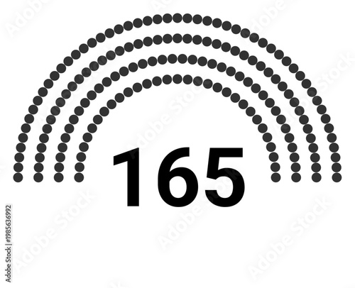Hemicycle 165 seats - 4 rows