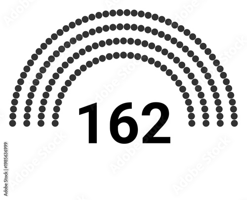 Hemicycle 162 seats - 4 rows