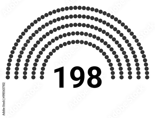 Hemicycle 198 seats - 5 rows