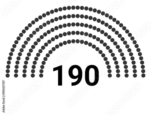 Hemicycle 190 seats - 5 rows