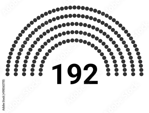 Hemicycle 192 seats - 5 rows