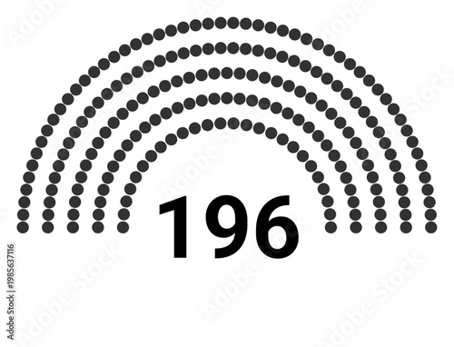 Hemicycle 196 seats - 5 rows