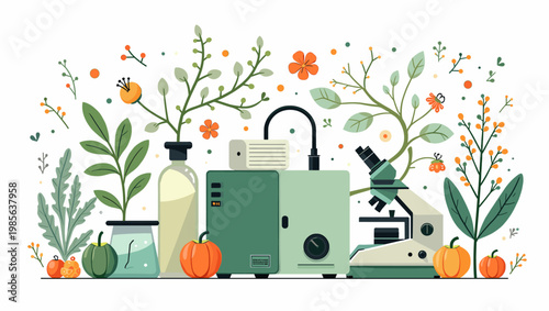 A charming, minimalist illustration featuring colorful vegetables and foliage. Perfect for health and wellness content, or adding a natural touch to d