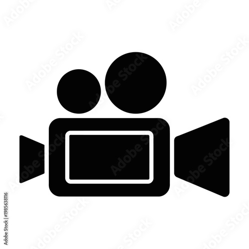 Vector graphic of a camera for recording video content.