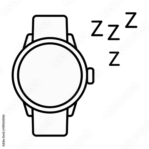 Vector of a watch with zzz symbols indicating sleep or rest