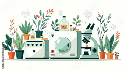 A simple, stylized illustration of potted plants creates a calming and inviting atmosphere, ideal for wellness content or home decor related marketing