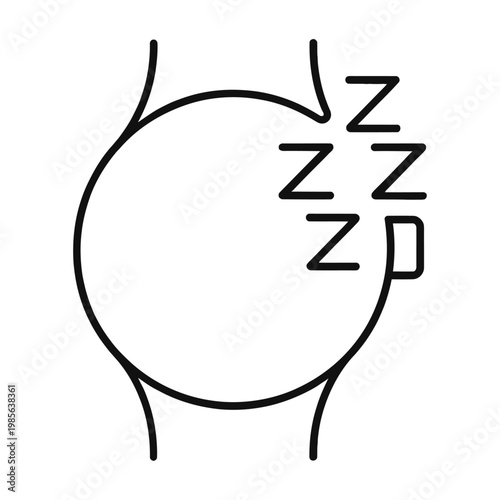 Vector of a sleeping person with zzz above their head in a simple black line art style