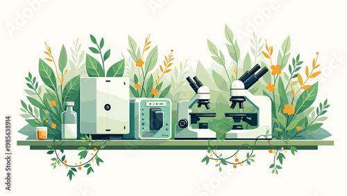 A calming image featuring a glass of amber liquid amidst lush green foliage. Perfect for conveying feelings of refreshment, wellness, and natural livi