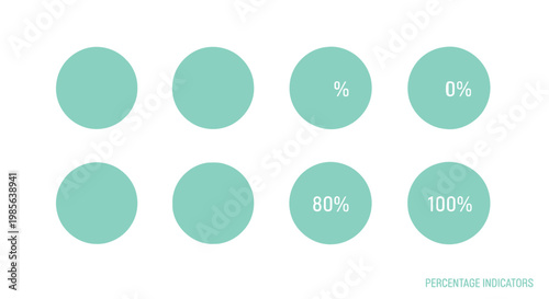 Vector illustration of green circles with percentage indicators