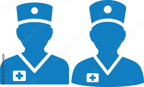 Two doctor icons with cross symbol vector graphic