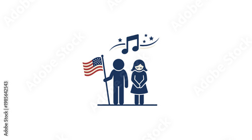 Patriotic Couple Singing National Anthem