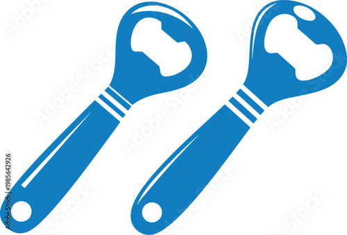 Two blue bottle opener icons with stripes vector