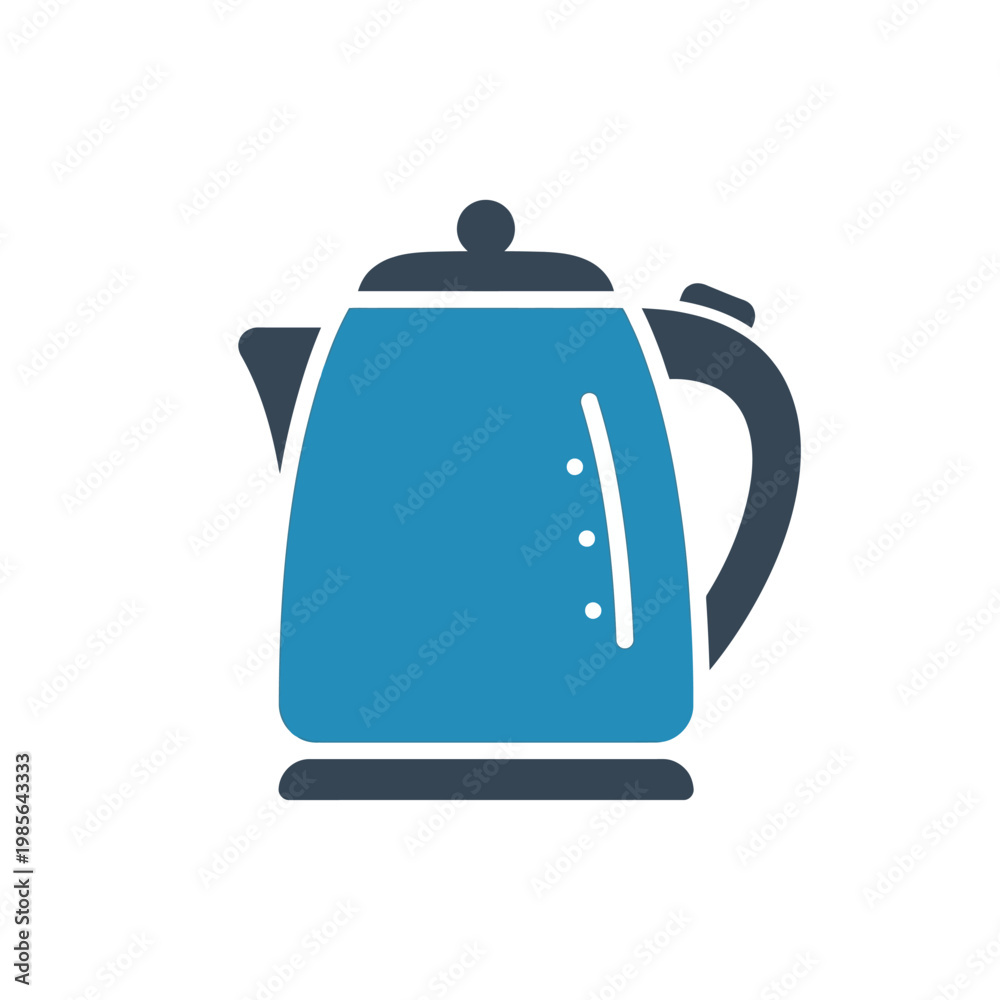 Obraz premium Flat electric kettle icon, modern design, grid style, simple curves, minimal.