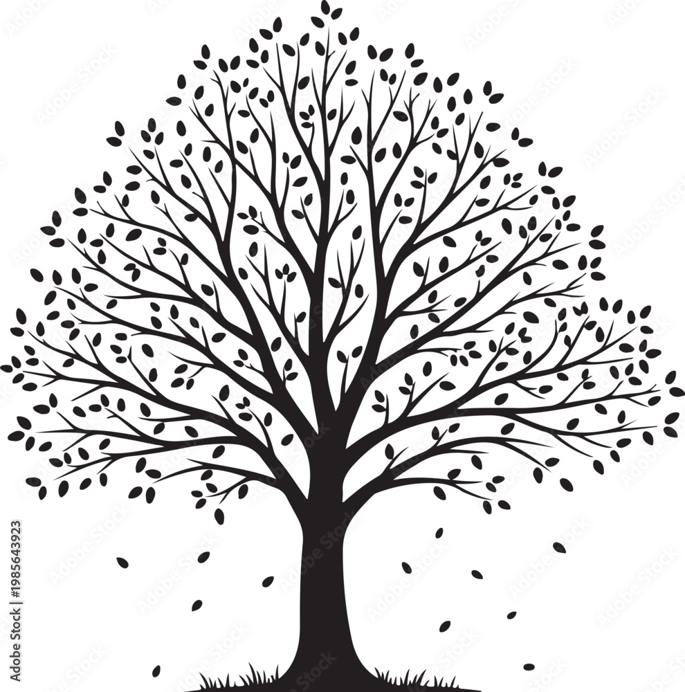 Obraz premium Tree silhouette, black tree, autumn tree, bare tree, vector tree