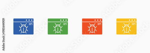 Bug Icon Set Color Multiple Style Collection Element For Design