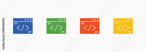 Coding Icon Set Color Multiple Style Collection Element For Design